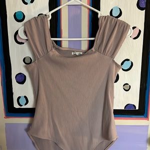 dusty rose sleeveless, body suit, size large